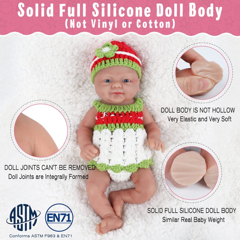 Vollence 14 inch Full Body Silicone Baby Dolls,Not Vinyl Dolls,Soft Realistic Real Silicone Baby Doll Bald, Lifelike Newborn Platinum Silicone Baby Doll - Boy - Image 3